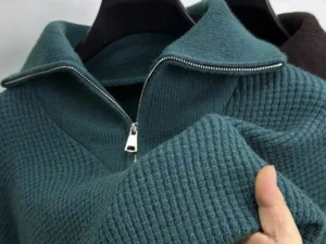 High end men's fashion thickened warm knit sweater 2023 autumn/winter new trend Korean casual half zipper high neck pullover