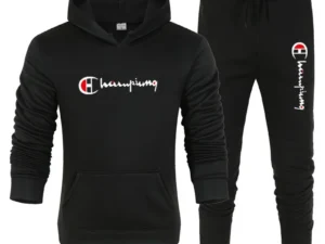 2024 Men's printed hooded sweatshirt + pantsuit, casual jumper, monochrome, plus size, Spring and Autumn, Fashion brand, New