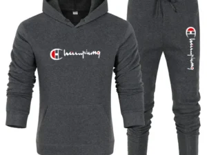 2024 Men's printed hooded sweatshirt + pantsuit, casual jumper, monochrome, plus size, Spring and Autumn, Fashion brand, New